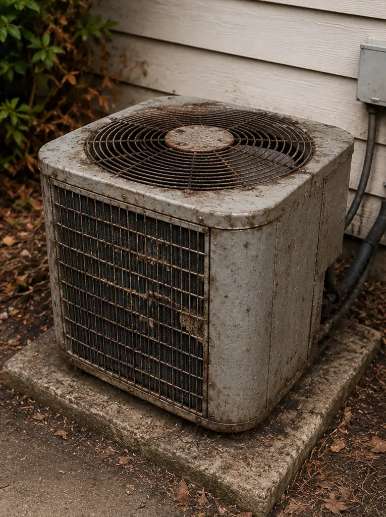 Dirty air duct before cleaning