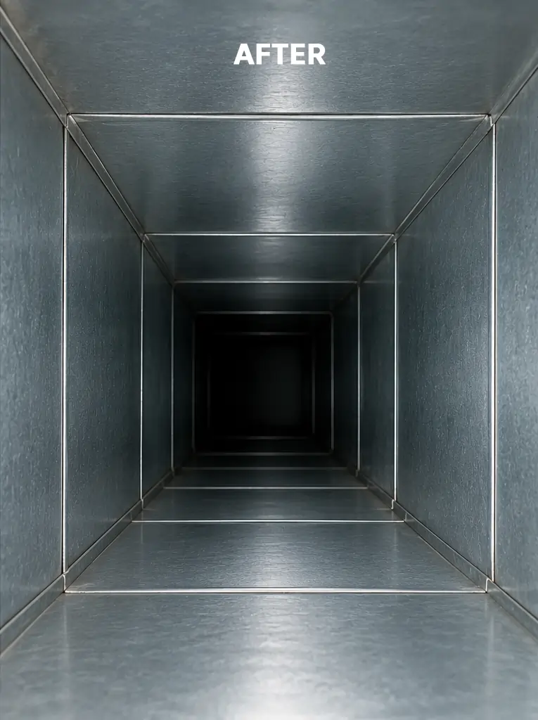 Clean air duct after cleaning