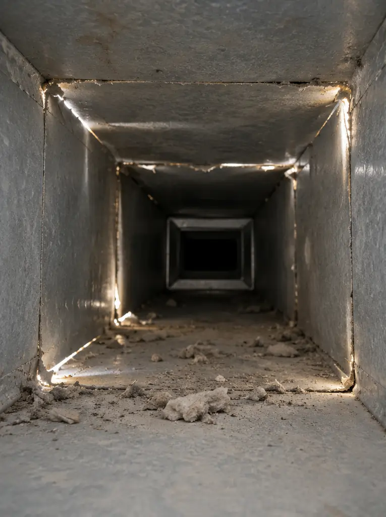 Dirty air duct before cleaning