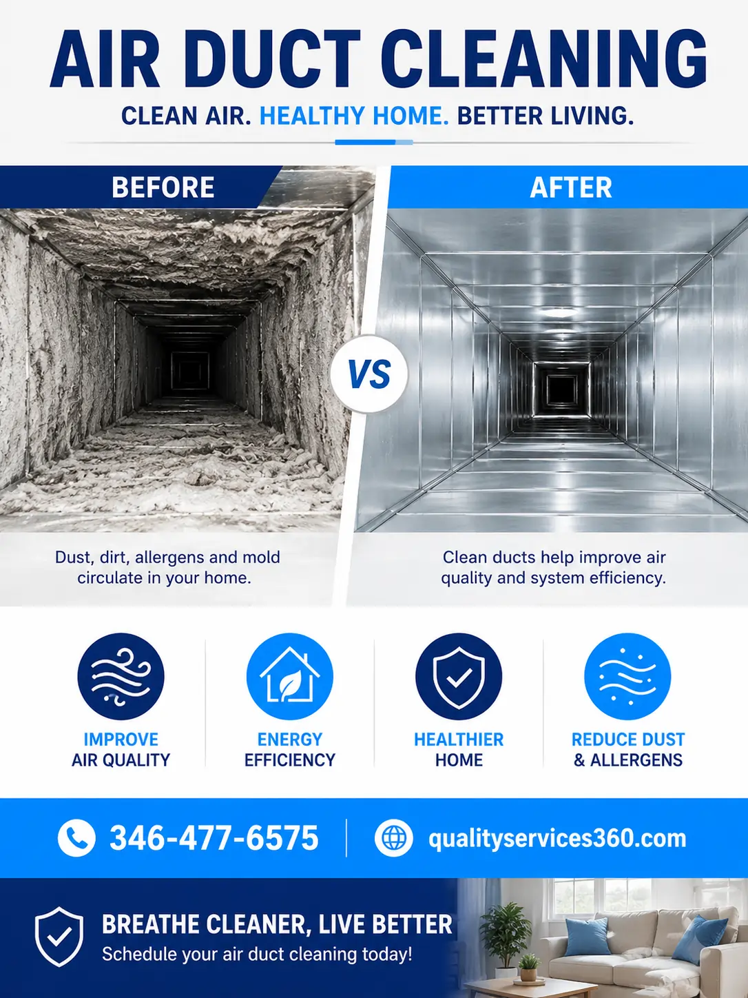 Professional duct cleaner technician