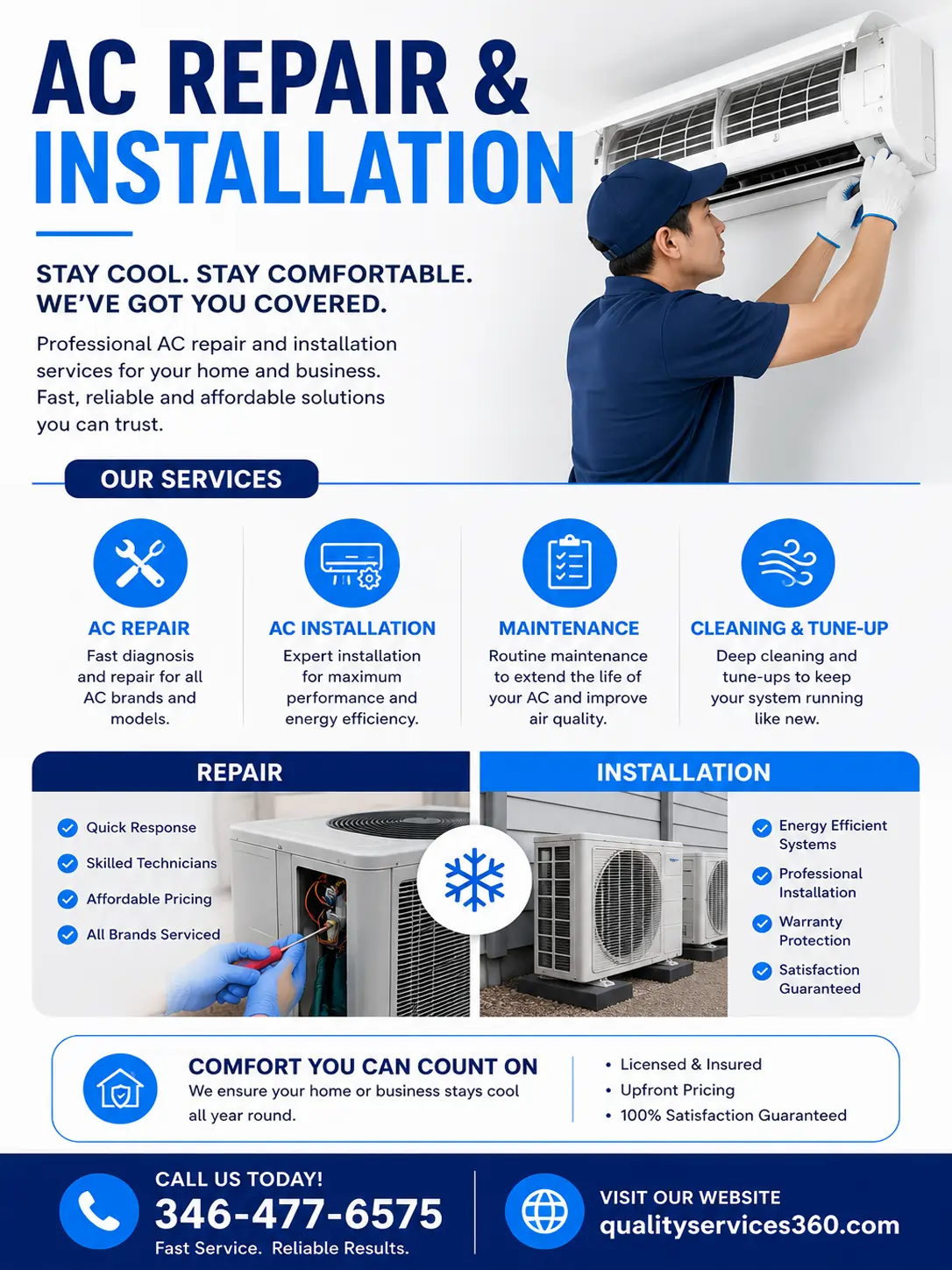 Professional AC repair and installation technician